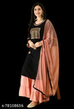 Fashionable women dupatta set, black lace trim