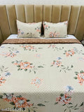 Cotton floral print reversible quilted double/king bedsheet set with 2 pillow covers (540 thread count), ideal for an AC room, from HazyDecor