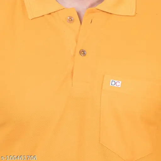 Cotton blend polo collar t-shirt, solid color for comfortable wear, short sleeves style