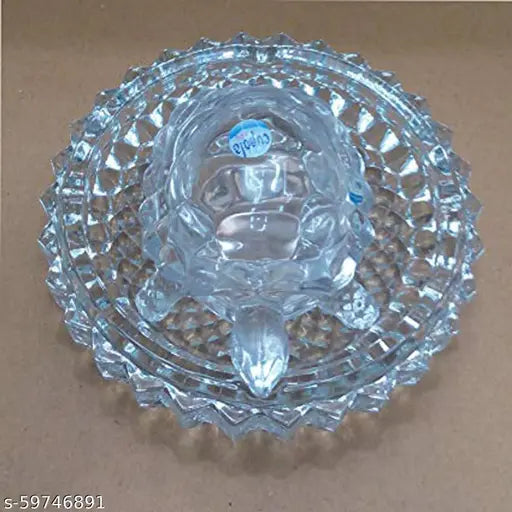 Crystal Turtle Vastu Set for Career Success - Tulika Collections, showcasing a 12cm x 5cm x 12cm tortoise figurine on plate