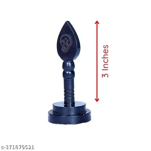 3 inch ebony wood handicraft: Original Karungali Murugan vel on stand, Indian artifact showpiece