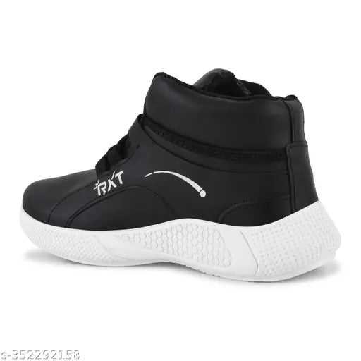 Black and white sports running shoes for boys, designed for active children