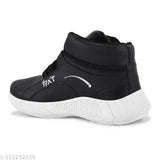 Black and white sports running shoes for boys, designed for active children