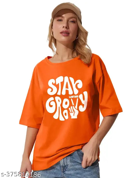 TROND Women's Round Neck Oversized Loose Fit Baggy T-Shirt Korean Style For Women | Plus Size Also Available