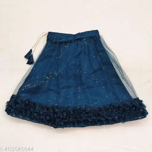 Embellished semi-stitched net lehenga and dupatta, Indian children's wear for ages 6-10 years in super net fabric