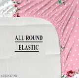 Elastic fitted cotton double bedsheet with floral pattern & 2 pillow covers - breathable, moisture-wicking, machine washable home decor