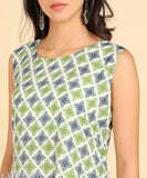 Women's ethnic wear printed round kurti combo pack (3 pcs) - Indian crepe anarkali style sleeveless kurtas for traditional and casual occasions, size S to XXL