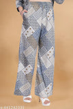 Grey straight-cut gold print kurta set with palazzos, 3/4 sleeves, modal fabric, hand wash