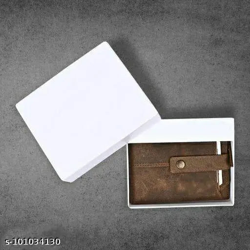 Brown genuine leather men's casual wallet (3 compartments), free size (11cm x 9cm) - premium quality leather accessory by Sonrisa