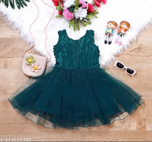 Dark blue floral dress with ruffled hem and lace sleeves, for birthday party 1-9 years