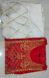 Red and white bandhej kurta with matching sharara