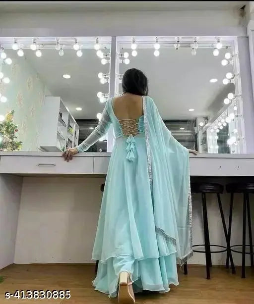 Turquoise dupatta set for lehenga