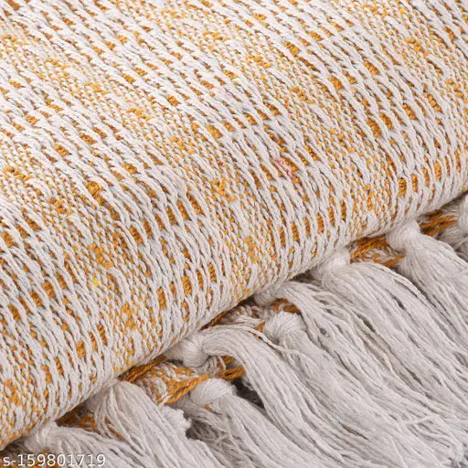 Yellow SASHAA WORLD cotton throw blanket, 80 x 60 inches, geometric pattern, bohemian style