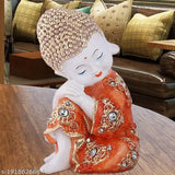 Resin Buddha statue: Child monk meditating, 4x8x4 inches, made in India for home decor or office use