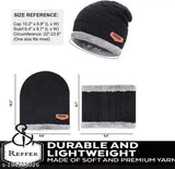 Wool beanie cap set with neck warmer, snow proof and thick fleece lined, unisex for men & women in solid colors