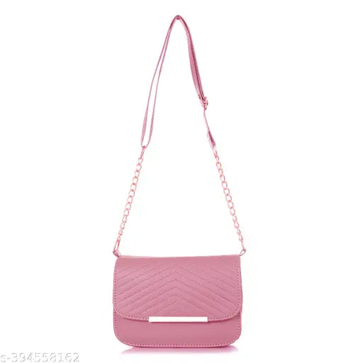 Pink leather crossbody sling bag