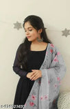 Indian Georgette Designer Gown, solid net, long sleeves, XXL (Bust 44in, Length 46in, Waist 40in, Hip 48in)