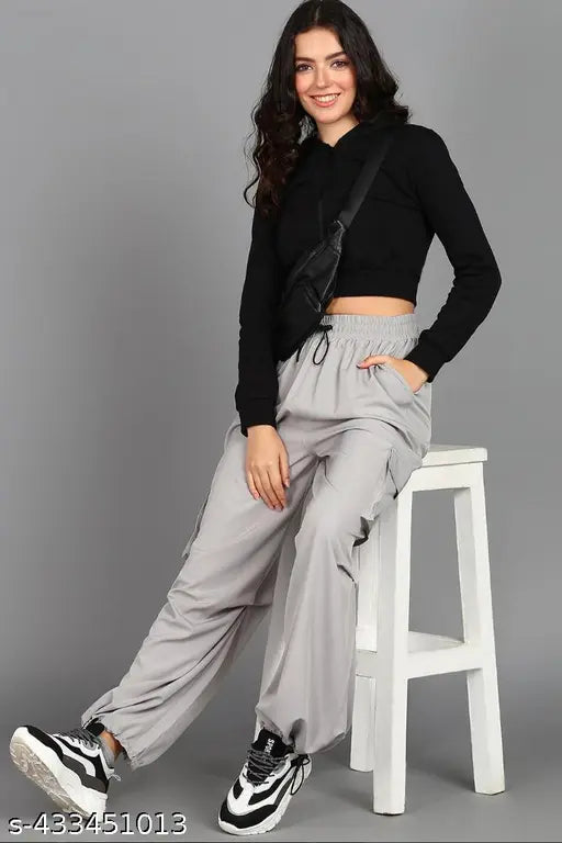 Polycotton solid-colored classic retro women's trousers (XS, S, M), Indian origin
