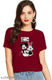 Mickey Mouse Printed Cotton T-shirt, stylish women's and girl's top (Pack of 1), Sleeve Length: Short, India Origin