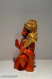 Orange polyresin Hanuman Ji Idol, intricately detailed, for temple car dashboard or home decor