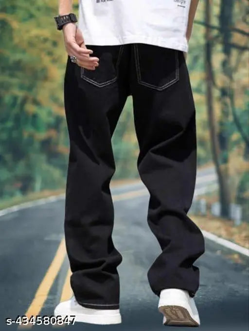 Premium cotton baggy pant, solid net, size 26/28/30, India-made denim wear