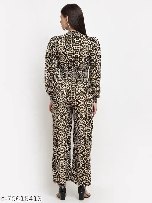Georgette casual jumpsuit with long sleeves, printed pattern, great fitting for parties or events - India origin