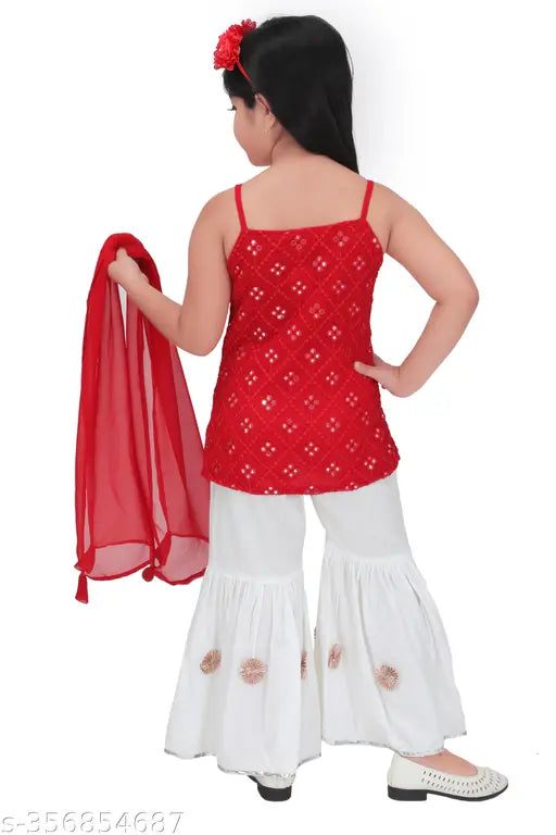 Georgette embellished net Baby Girl Gadara Set, 2-8 years India