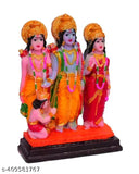 Multicolor Polyresin Ram Darbar Statue: Lord Ram, Sita, Laxman, Hanuman together, 21cm, for spiritual puja and gifting