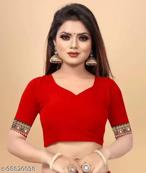 Red georgette saree with gold borders and embroidery