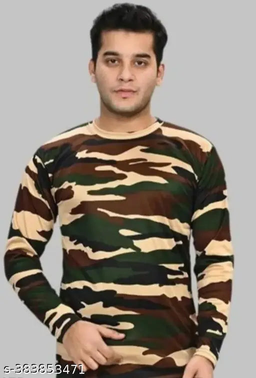 Indian army camouflage long-sleeve cotton blend FAUJI TSHIRT for men