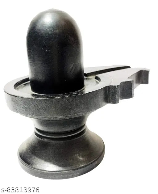 Black handcrafted marble Shivling statue, 6 cm tall and 4 cm wide