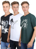 Cotton printed men's t-shirt pack of 3, short sleeve, vibrant Indian designs on natural cotton