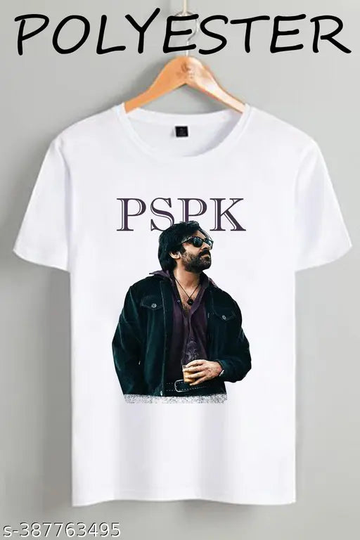 Pawan Kalyan PSPK blue side new printed net short sleeve polo, Indian-origin polyester sportswear on hanger