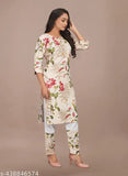 Printed scuba two-piece set for women, matching print top and bottom, Indian origin