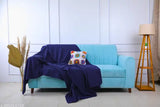 Fashionable cotton sofa throw with 66x90 inch size and dark blue color