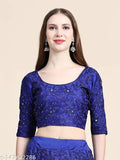 Indian taffeta silk embroidered lehenga-choli set with net dupatta, unstitched (42in/44in), suitable for Indo Western weddings