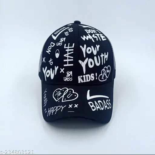 Stylish cotton printed baseball cap for all, adjustable design for various head sizes, suitable for sports, outdoor activities, and casual wear