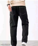 Black cargo pants with six pockets