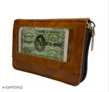 Solid faux leather RFID-blocking, 5-compartment zip wallet for men. Horizontal design, multiple card slots, functional accessory