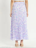 Trendy digital printed crepe skirt, women's Western wear, pleated & flared styles, polka dot pattern, size 26-38 (India)