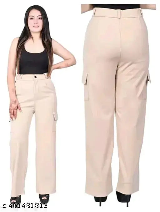 Brown cotton blend solid pant by MJ fashion for women's wear, size 26/28/30/32/34/38/40, made in India