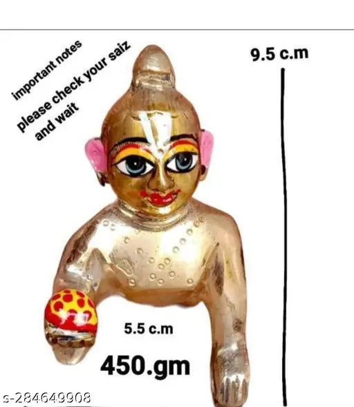 Golden Krishna Idol, 5.5cm, metal, deity with pink hands