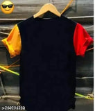 Men's love print colorblocked cotton blend t-shirt, four pocket design with round neck and short sleeves - new arrival