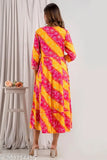 Rayon Anarkali Kurta, printed bandhej design, three-quarter sleeves for women, Indian ethnic fashion