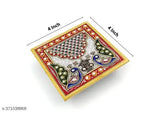 Handcrafted marble peacock design mini chowki for pooja, 4" x 4" x 4", made in India