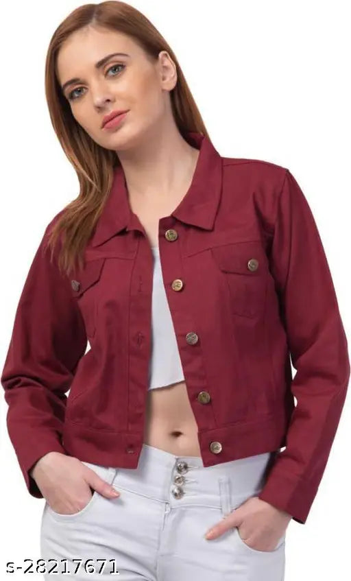 Cotton blend solid feminine waistcoat jacket for women, comfortable long-sleeved garment in sizes S-XL. Made in India