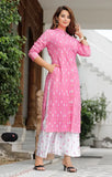 Rayon printed VISHAKHA STYLE kurta and palazzo set with three-quarter sleeves, India origin