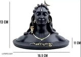 Resin Adiyogi Statue with Rudraksha Mala, 10.2cm tall Shiva idol for car dashboards or home decor, India origin