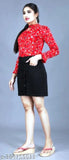 Straight front pocket buttoned denim mini skirt, straight cut