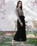 Trendy Hollywood-style Lycra jumpsuit with long sleeves and printed net pattern, XS to XXXXL sizes available